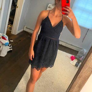 Abercrombie and Fitch Navy Blue Eyelet Dress